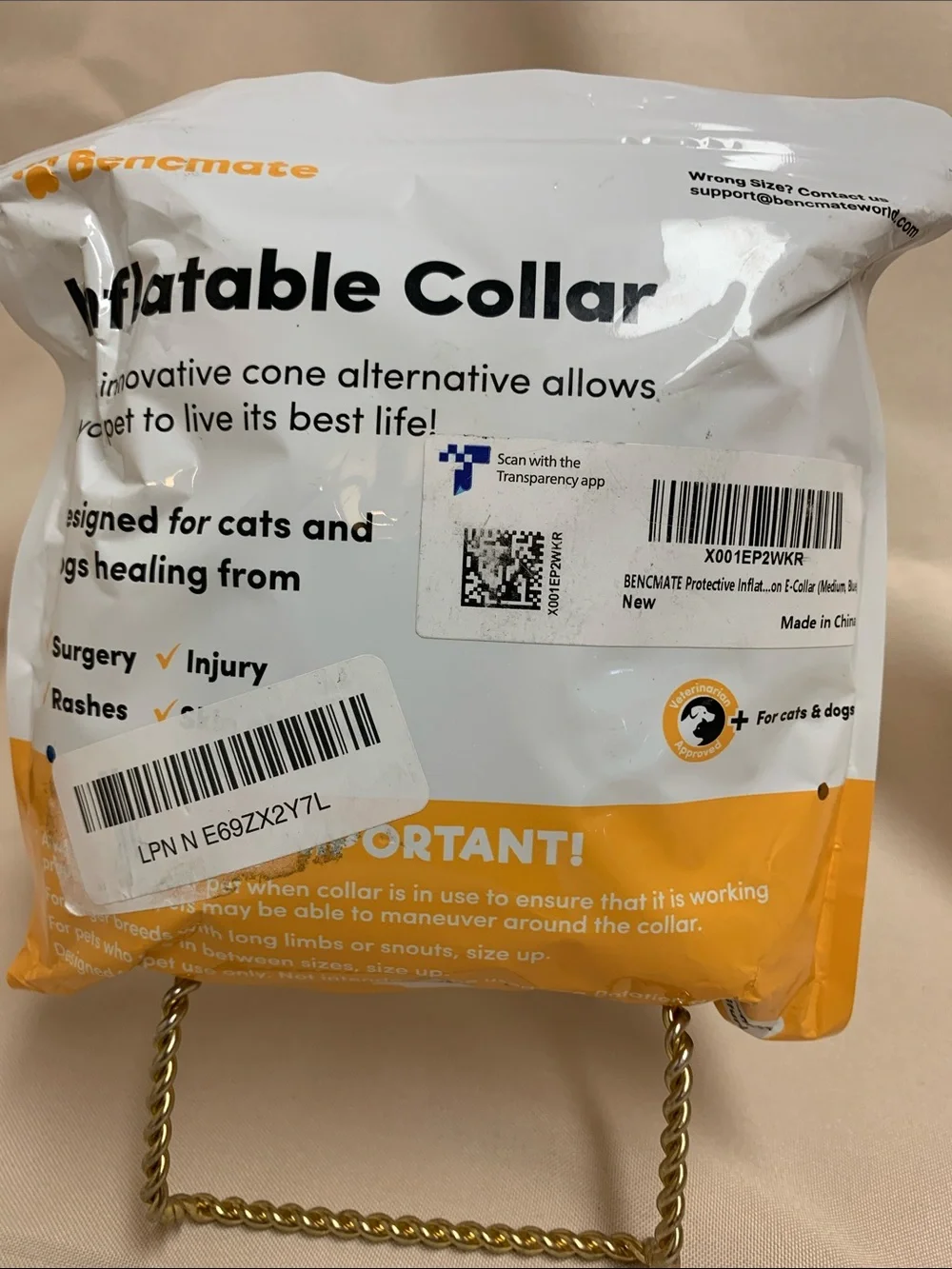 BENCMATE Protective Inflatable Recovery Collar - Blue - Size Medium